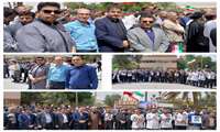 شرکت در تجمع اعتراضی به تجاوزات بزدلانه و جنایات دشمن آمریکایی صهیونی 